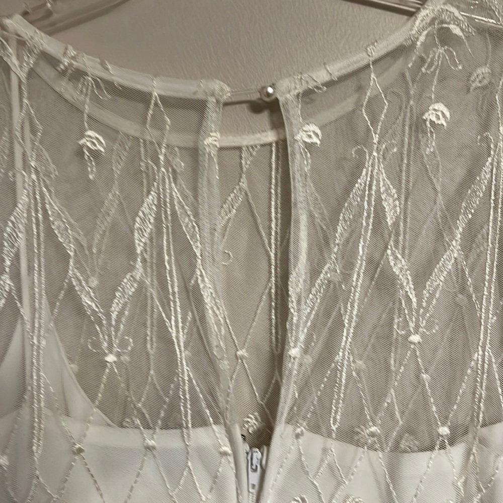 VINTAGE CACHET by Ban Protas Black & White Lace Tea Length Dress Size 11/12 Y2K - Picture 7 of 16